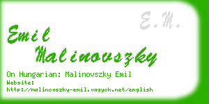 emil malinovszky business card